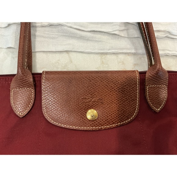 Longchamp Burgundy Red Tote Handbag Purse Top Handle Bag - Picture 14 of 15